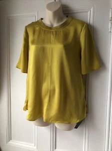 Marks & Spencer Autogramm reine Seide Kurzarm Bluse Größe 8 Zitrus neu mit Etikett UVP £55 - Bild 1 von 6
