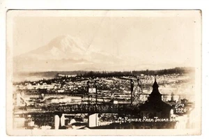 Real Photo Mt Rainier From Tacoma Washington Postcard RPPC WA - Picture 1 of 2