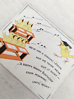 Vintage 1940's Chick Singing Teacher Choir Birthday Used Greeting Card (EB7965)