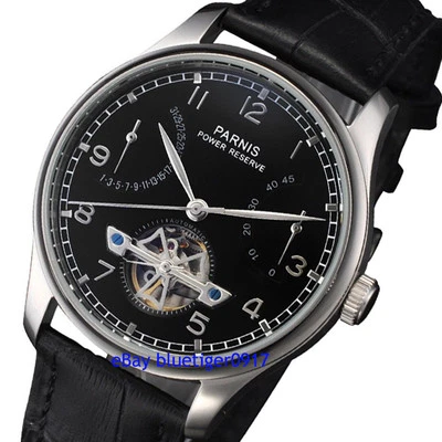 Parnis 43mm 2530 Power Reserve Movement Men's Automatic Watch Black Dial - Image 1 of 4