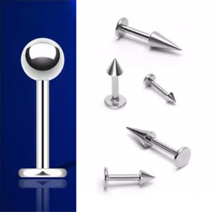 5X Surgical Steel Ball Cone Labret Monroe Lip Bar Ring Barbell Stud Ear Piercing - Picture 1 of 6
