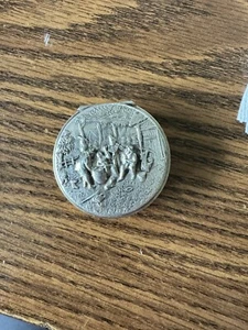 Vintage Silver Pill Box Denmark Tavern Scene Box - Picture 1 of 5