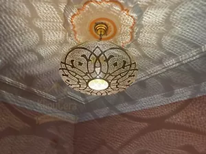 Luz colgante de latón hecha a mano marroquí, iluminación de araña, iluminación marroquí - Imagen 1 de 9