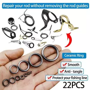 22x Fishing Rod Repair Kit, Ceramic Guides Rings, Rod Guides Repair Kit, Fishing - Picture 1 of 6