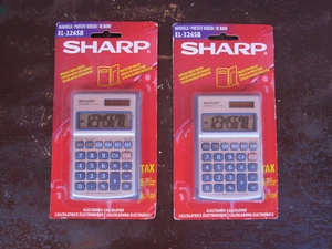 2 Vintage SHARP ELSI-MATE EL-326S Solar Cell Calculator with Booklet & Case!!! - Picture 1 of 2