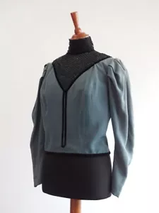 Viktorianisches Oberteil grau schwarz Bluse Top Steampunk Kostümfundus Kostüm - Bild 1 von 7