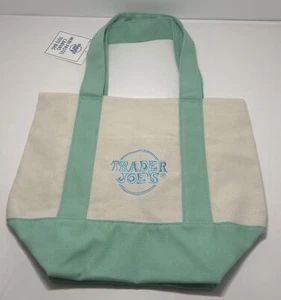🐼💦 Trader Joe's 🐼💦 Pastel Canvas Mini Tote Bag Green 2025 Limited 🐼 - Bild 1 von 2