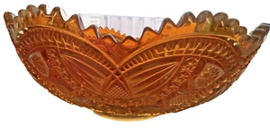 Vintage seltene Karneval Glas 64 Unzen Schale Bernstein irisierend 10" gekräuselt - Bild 1 von 8