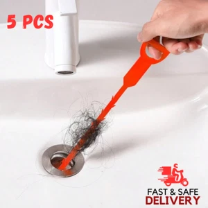 3Pcs Drain Hair Unclogging Drain Cleaner Sink 45" Shower Clog Remover Pipe Tools - Picture 1 of 8