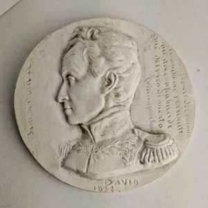 Medallón de yeso David D'Angers Simón Bolívar escultor francés Venezuela 15 cm con - Imagen 1 de 19
