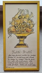 Soovia Janis Vintage 1965 Tutti Frutti Rezept handgemalt von Jacque gerahmte Kunst - Bild 1 von 9
