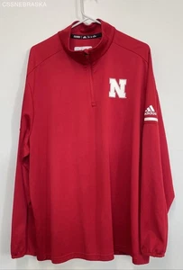 Adidas Red Nebraska Cornhuskers Logo Long Sleeve 1/4 Zip pullover - Size 2XL - Picture 1 of 7