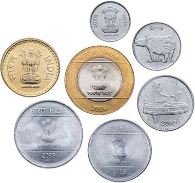 India. Coins set #4 (7 coins. aUnc-Unc) 1989-2010 - Image 1 of 2