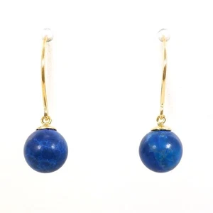 18K Yellow gold Pierced earring Lapis lazuli About1.1g Free shipping Used - Picture 1 of 4