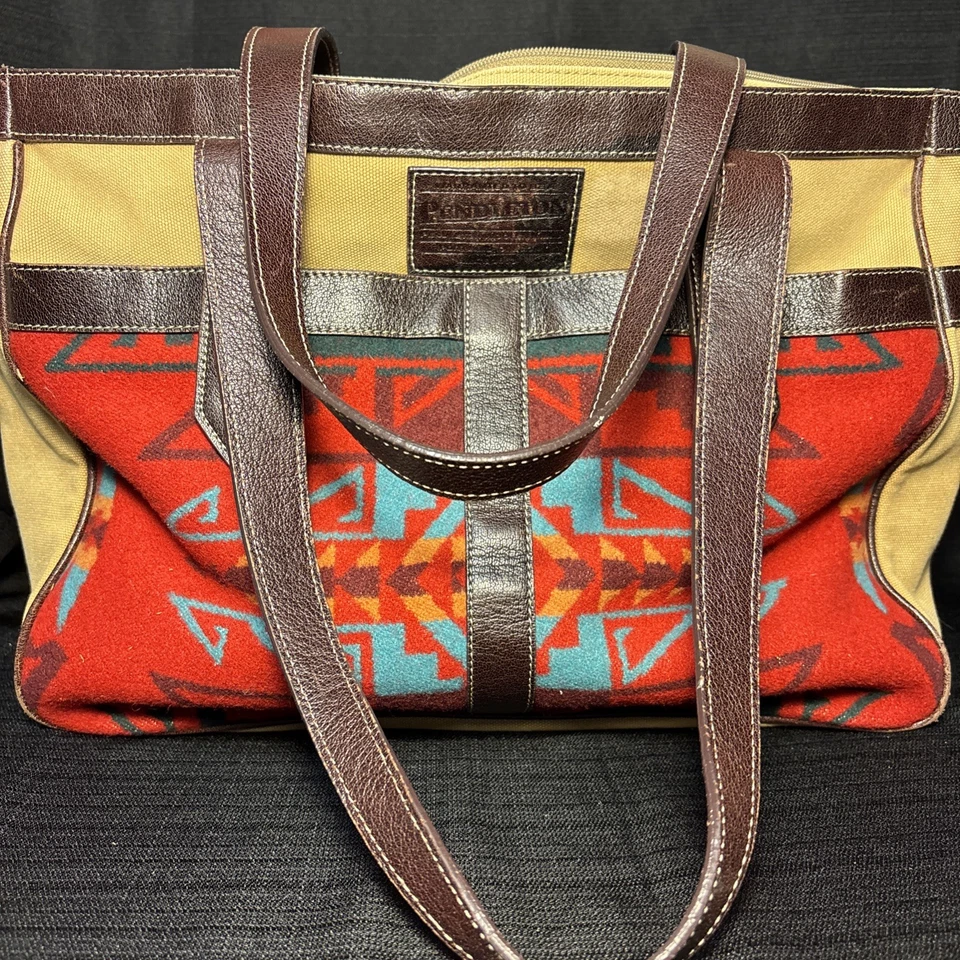 Pendleton Large Tote Bag Southwest Design, Wool Leather - Image 1 of 4