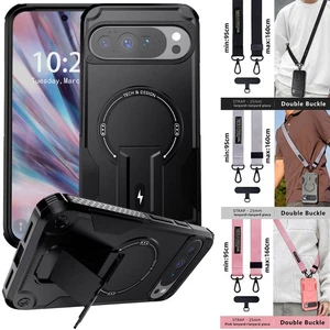 For Google Pixel 9/9 Pro/9 Pro XL Rugged Stand Case Shockproof Cover/Phone Strap - Picture 1 of 36