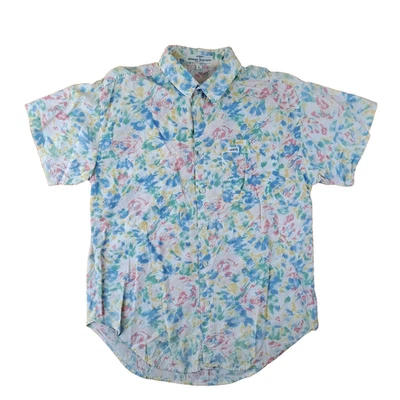 VTG Guess by Georges Marciano Shirt Mens Large Blue Multi Floral Button Up USA - image 1 of 4