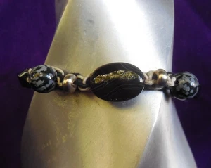 Banded Agate Hemp Bracelet Anklet Adjustable Jewelry w/ Obsidian Hematite Onyx - Picture 1 of 7