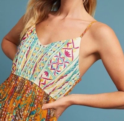 Anthropologie Raga Parkland Maxi Dress Size S Embroidered Floral Boho Peacocks - Image 1 of 4