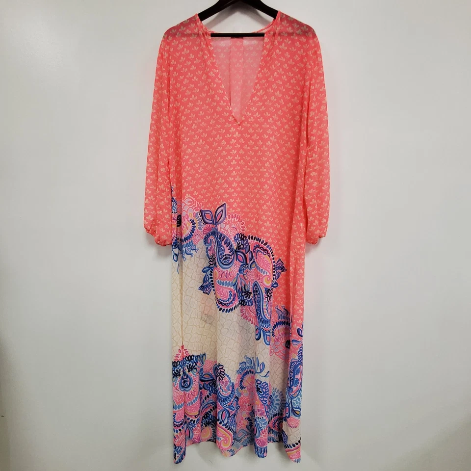 Maxi encubrimiento Lilly Pulitzer para mujer Frey talla XL rosa playa natación vacaciones Preppy Foto 1 de 4