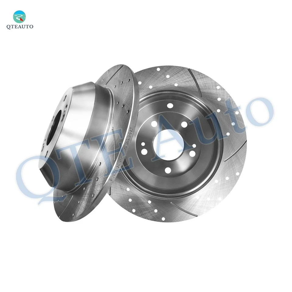 Rear 302mm Drilled Slotted Brake Disc Rotors To 2013-2018 Hyundai Santa FE Sport - Image 1 of 4