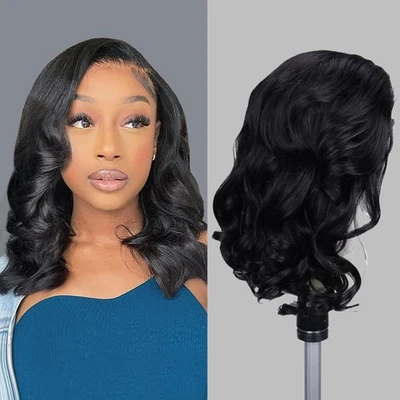 Indian Body Wave Bob Wig Pre Cut4x4 HD Lace Front Human Hair Wig Glueless - Image 1 of 4