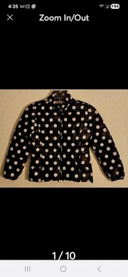 Jaqueta acolchoada leve A5-0041 tamanho 10 Justice preta e branca bolinhas - Imagem 1 de 4