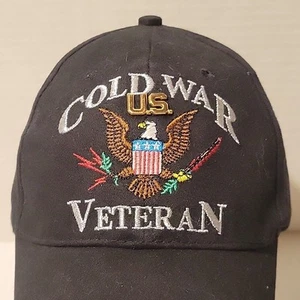 COLD WAR VET VETERAN BLACK w/ US Pin Embroidered Logo Cap Trucker Hat - Picture 1 of 3