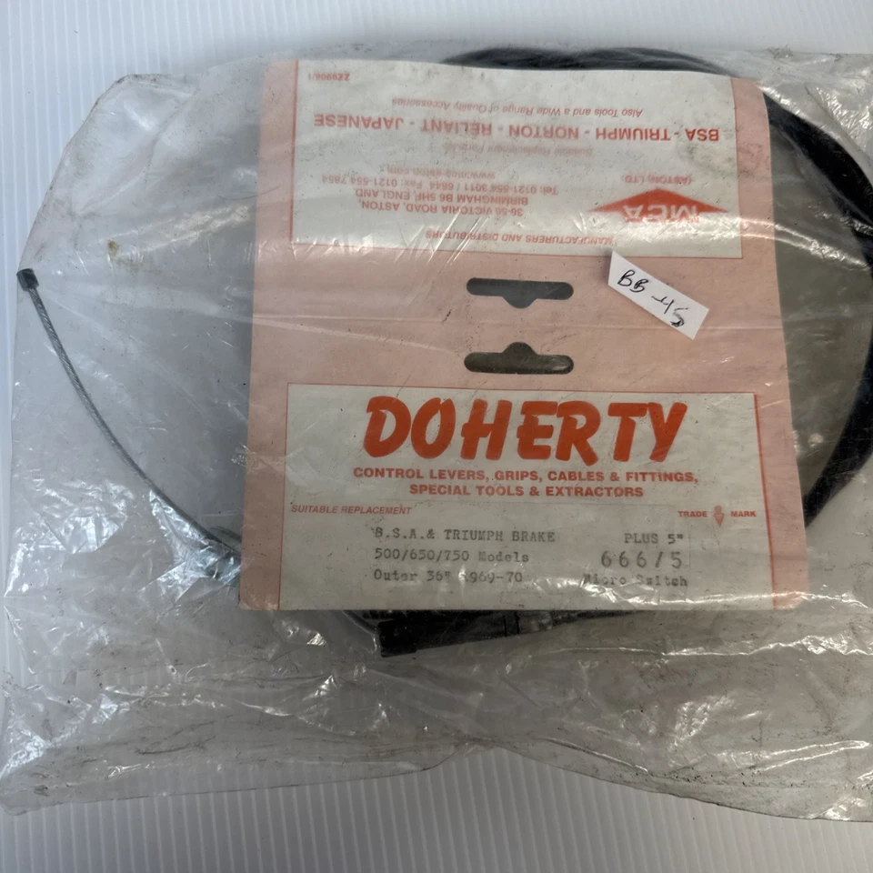 60-2076 X Doherty 1969 1970 TRIUMPH BSA BRAKE CABLE 500 650 750 A75 High Bars