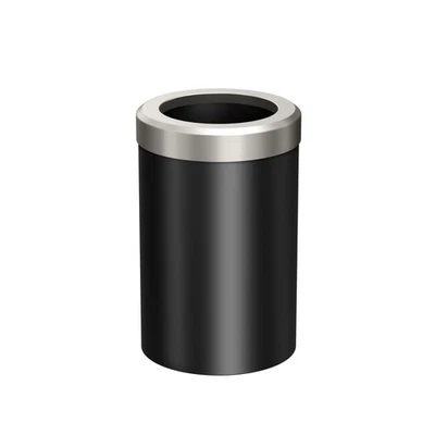Cesta de basura redonda moderna 1912SN, combo negro mate y níquel satinado / 11,88"... Foto 1 de 4