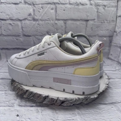 Puma Women's Size 11 Mayze Platform  White Yellow Pink Sneakers Casual Shoes - Image 1 of 4