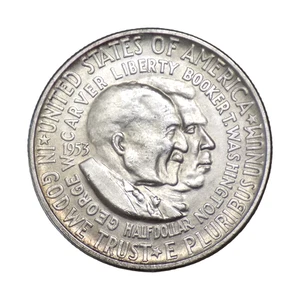 1953 S GEORGE WASHINGTON CARVER - BOOKER T WASHINGTON SILVER HALF DOLLAR #6082 - Picture 1 of 2