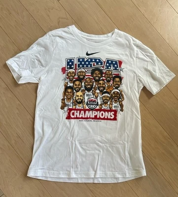 NIKE команды США Париж 2024 Олимпийских игр футболка большой детей белое золото медаль баскетбол - Изображение 1 из 4