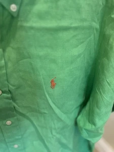 Men’s Polo Ralph Lauren 100% Linen Button Up Short Sleeve Shirt Size XL Green  - Picture 1 of 6