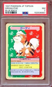 PSA 7 Growlithe NO NUMBER TOPSUN Blue Back 1997 Japanese Pokemon Card NEAR MINT - Picture 1 of 2
