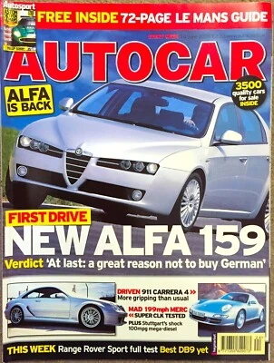 AUTOCAR MAGAZINE 14-JUN-05 - Alfa 159 2.4 JTDm, Porsche 911 Carrera 4, Aston DB9 - Image 1 of 2