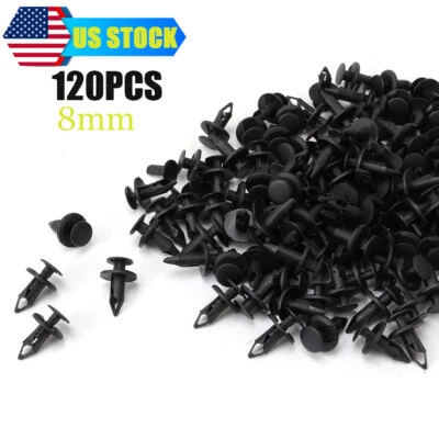 120PCS Clips Plastic Rivets Retainer Fender Bumper Push Pin Fastener 8mm - Image 1 of 4