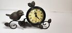 Black Wrought Iron Bird Clock Branches Leaves Nature Cream Color Face - Tested