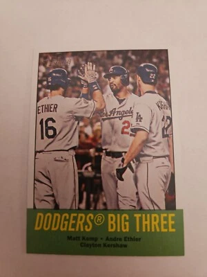 2012 Topps Heritage Baseball Card Dodgers Big Three 412 - Image 1 of 2