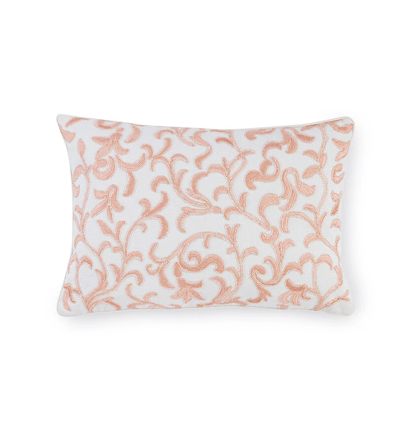 Sferra TERINA Decorative Oblong Beaded Pillow 100% Linen PETAL PINK / WHITE NEW! - Image 1 of 1