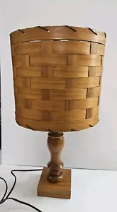 Vintage Mid-Century 1960's Modern Teak Table Lamp Woven Wood Shade MCM - Picture 1 of 5
