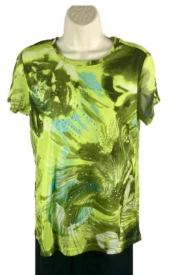 Blusa Christopher & Banks Talla M Mediana Verde Deslumbrante Nylon Manga Corta Foto 1 de 4