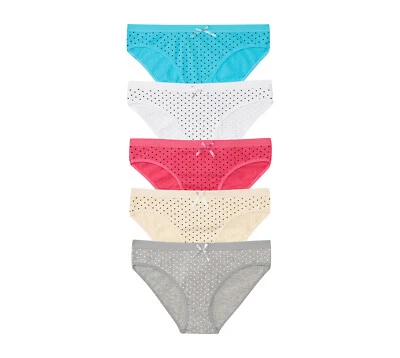 5 Pack Womens Cotton Comfy Bikini Underwear Basic Polka Panties Lot Multicolor - Image 1 of 4