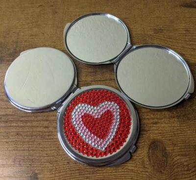 2x Gemas compactas rojas, rosas y blancas espejo doble corazón Matrix Vavoom Foto 1 de 3