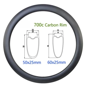 700c Carbon Fiber Road Racing Bike Rims Symmetry Tubeless Wheels 20H 24H 28H 32H - Picture 1 of 14