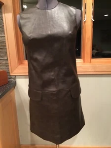 Vintage Nancy Greer NY 60’s Faux Brown Leather Mod Shift Mini Dress Size M/L - Picture 1 of 9