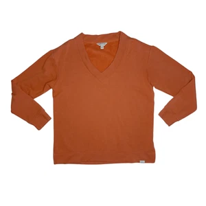Orvis Women’s Small Super Soft Autumn Orange Long Sleeve V-Neck Knit Sweater - Picture 1 of 8