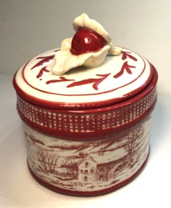 Fitz & Floyd Town & Country Red Oval Lidded Trinket Box (Christmas) VGC - Picture 1 of 10
