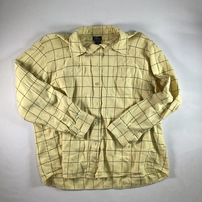 Camisa de mezclilla para hombre NY a cuadros amarillos manga larga con botones XL USADA EN EXCELENTE ESTADO Foto 1 de 4