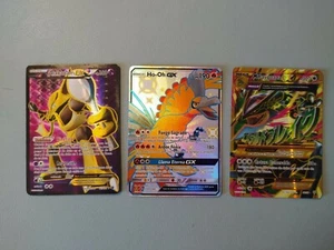 Cartas Pokemon Alakazam Ex, Ho-Oh GX, MRayquaza EX con fundas incluidas - Imagen 1 de 8